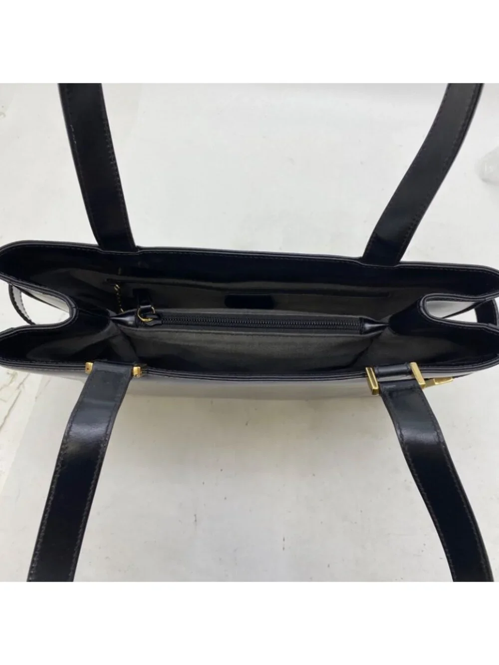 Gucci Handbag Leather Black Tote GG Business - Picture 8 of 15